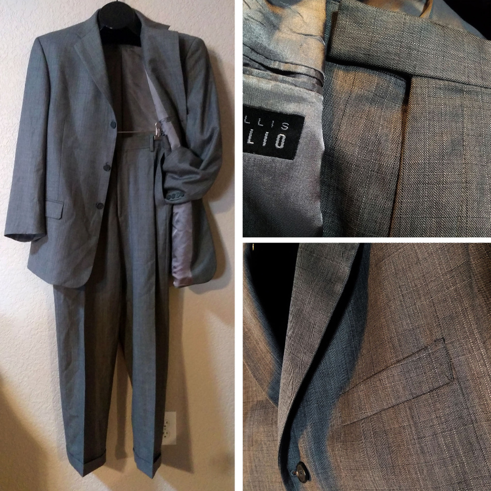 EUC Perry Ellis Gray Wool Lightweight Suit 43R